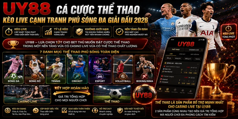 Cá Cược Thể Thao UY88 – Kèo Live Cạnh Tranh Phủ Sóng Đa Giải Đấu 2026